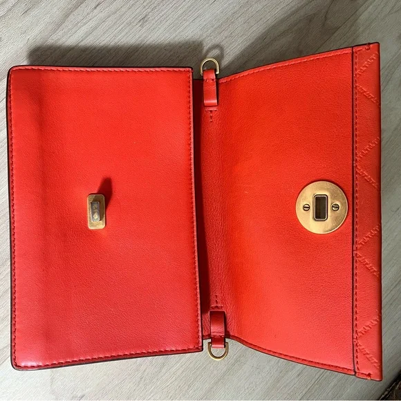 Tory Burch Orange Leather Quilted Crossbody - Picture 6 of 8